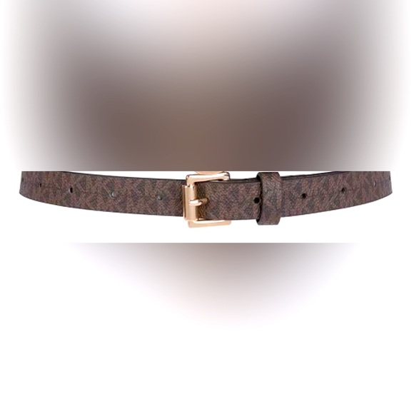 MICHAEL Michael Kors skinny Smooth Leather & Logo-Print Belt brown size M - Picture 1 of 8